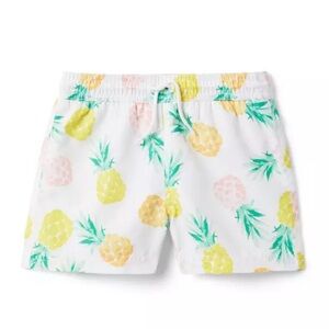 Janie and Jack Yellow and White Pineapple Swim Trunks